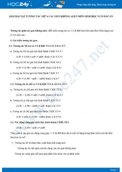Giải bài tập Tương tác giữa các gen không alen môn Sinh học 9 năm 2021