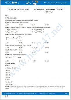 Bộ 4 đề ôn tập hè lớp 2 lên lớp 3 môn Toán có đáp án năm 2021 Trường TH Phan Chu Trinh