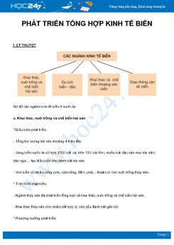 Chuyên đề Phát triển tổng hợp kinh tế biển môn Vật Lý 9 năm 2021