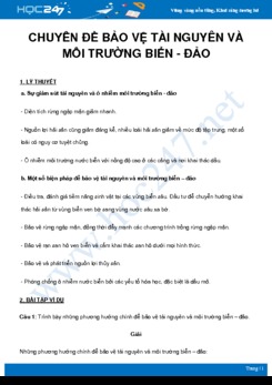 Chuyên đề Bảo vệ tài nguyên và môi trường biển - đảo Việt Nam môn Vật Lý 9 năm 2021