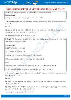 Một số dạng bài tập về viết phương trình mặt phẳng