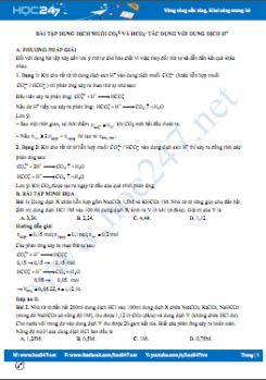 Bài tập dung dịch muối CO32- và HCO3- tác dụng với dung dịch H+