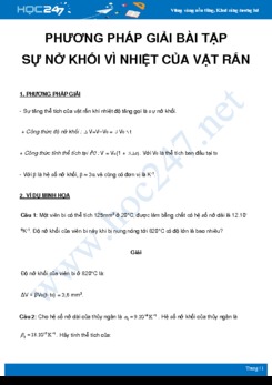 Phương pháp giải bài tập về Sự nở khối vì nhiệt của vật rắn môn Vật Lý 10 năm 2021