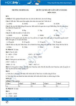 Bộ 4 đề ôn tập hè lớp 3 lên lớp 4 môn Toán có đáp án năm 2021 Trường TH Hồng Hà