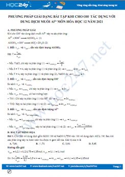 Phương pháp giải dạng bài tập khi cho OH- tác dụng với dung dịch muối Al3+ môn Hóa học 12 năm 2021