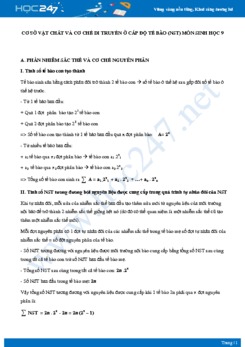 Cơ sở vật chất và cơ chế di truyền ở cấp độ tế bào (NST) môn Sinh học 9 năm 2021