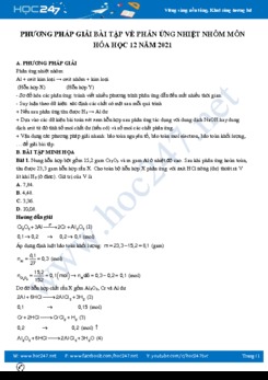 Phương pháp giải bài tập về phản ứng nhiệt nhôm môn Hóa học 12 năm 2021