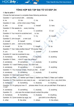 Tổng hợp bài tập Đại từ có đáp án