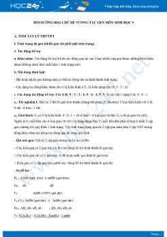 Bồi dưỡng HSG chủ đê Tương Tác Gen môn Sinh học 9 năm 2021