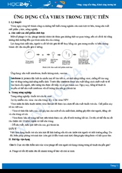 Kiến thức trọng tâm Các ứng dụng của virut trong thực tiễn Sinh học 10
