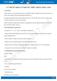 Lý thuyết động từ khuyết thiếu trong Tiếng Anh