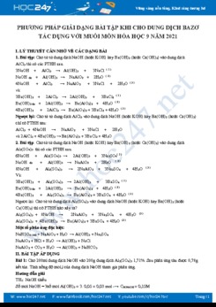 Phương pháp giải dạng bài tập khi cho dung dịch bazơ tác dụng với muối môn Hóa học 9 năm 2021