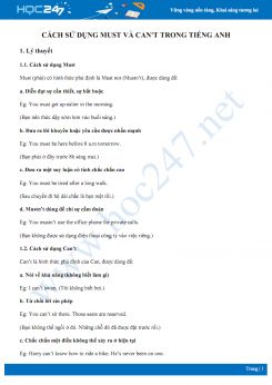 Cách sử dụng Must và Can't trong Tiếng Anh