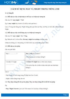 Cách sử dụng May và Might trong Tiếng Anh