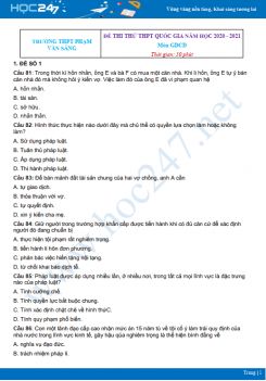 Bộ 5 đề thi thử THPT QG năm 2021 môn GDCD Trường THPT Phạm Văn Sáng