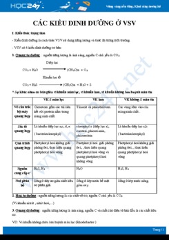 Kiến thức trọng tâm ôn tập Các kiểu dinh dưỡng ở vi sinh vật Sinh học 10