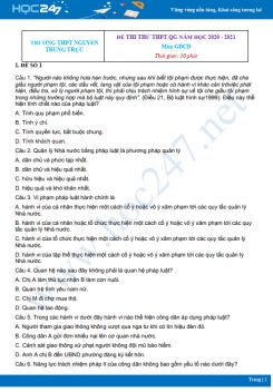 Bộ 5 đề thi thử THPT QG năm 2021 môn GDCD Trường THPT Nguyễn Trung Trực