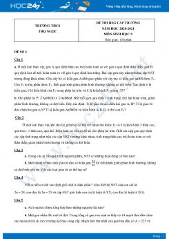 Bộ 5 Đề thi HSG môn Sinh Học 9 năm 2021 Trường THCS Thọ Ngọc