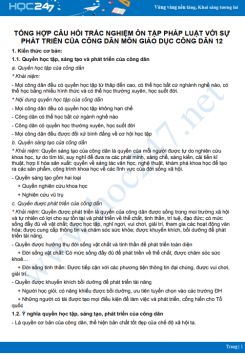 Tổng hợp câu hỏi trắc nghiệm ôn tập Pháp luật với sự phát triển của công dân GDCD 12