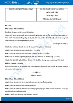 Bộ 3 đề thi tuyển sinh vào lớp 10 năm 2021 môn Ngữ Văn - Trường THCS Dương Bá Trạc