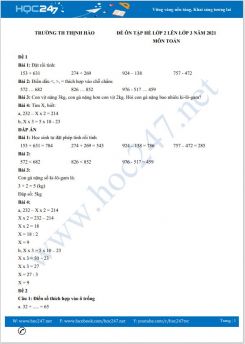 Bộ 4 đề ôn tập hè lớp 2 lên lớp 3 môn Toán có đáp án năm 2021 Trường TH Thịnh Hào
