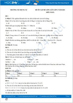 Bộ 4 đề ôn tập hè lớp 2 lên lớp 3 môn Toán có đáp án năm 2021 Trường TH Trung Tự