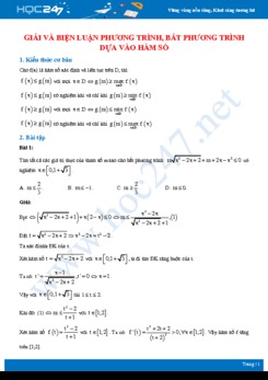 Giải và biện luận phương trình, bất phương trình dựa vào hàm số