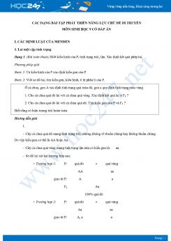 Các dạng bài tập phát triển năng lực chủ đề Di Truyền môn Sinh học 9 năm 2021 có đáp án