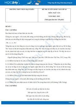 Bộ 4 đề thi tuyển sinh vào lớp 10 năm 2021 môn Ngữ Văn - Trường THCS Trần Đại Nghĩa