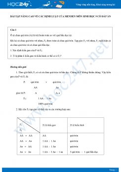 Bài tập nâng cao về các định luật Men Den môn Sinh học 9 năm 2021 có đáp án
