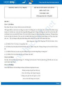 Bộ 3 đề thi tuyển sinh vào lớp 10 năm 2021 môn Ngữ Văn - Trường THCS Lý Tự Trọng
