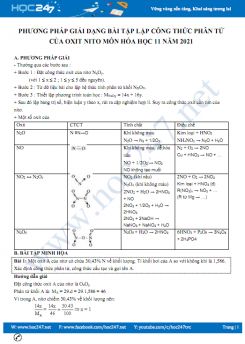 Phương pháp giải dạng bài tập lập công thức phân tử của Oxit Nito môn Hóa học 11 năm 2021