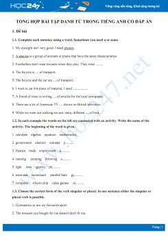 Tổng hợp bài tập danh từ trong Tiếng Anh có đáp án