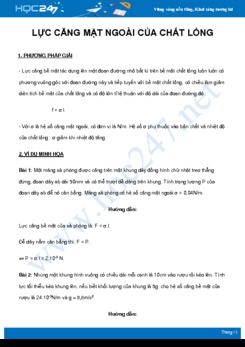 Phương pháp giải bài tập Lực căng mặt ngoài của chất lỏng môn Vật Lý 10 năm 2021