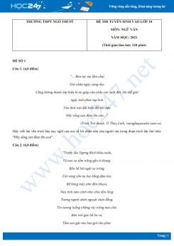 Bộ 3 đề thi tuyển sinh vào lớp 10 năm 2021 môn Ngữ Văn - Trường THCS Ngô Thì Sỹ