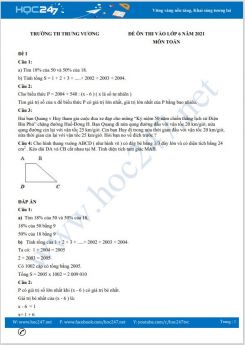 Bộ 4 đề ôn thi vào lớp 6 môn Toán có đáp án năm 2021 Trường TH Trưng Vương