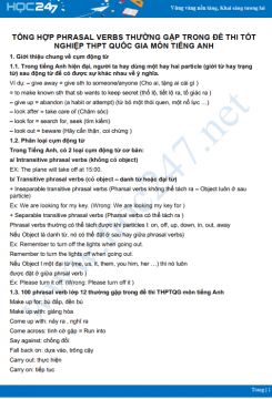 Tổng hợp Phrasal Verbs thường gặp trong đề thi tốt nghiệp THPT Quốc gia môn Tiếng Anh