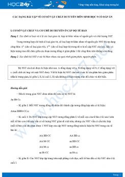 Các dạng bài tập về Cơ Sở Vật Chất Di Truyền môn Sinh học 9 năm 2021 có đáp án