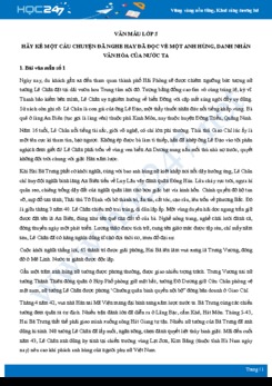 Hãy kể một câu chuyện đã nghe hay đã đọc về một anh hùng, danh nhân văn hóa của nước ta - Văn mẫu lớp 5