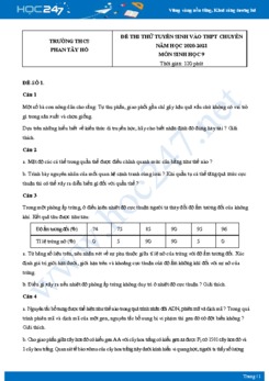 Bộ 5 đề thi vào lớp 10 chuyên Sinh năm 2021 trường THCS Phan Tây Hồ