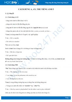 Cách dùng A, An, The trong Tiếng Anh