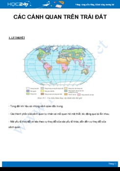 Chuyên đề Đặc điểm cảnh quan trên Trái Đất môn Địa Lý 8 năm 2021