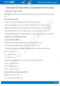 Tổng hợp ngữ pháp Tiếng Anh cho học sinh tiểu học