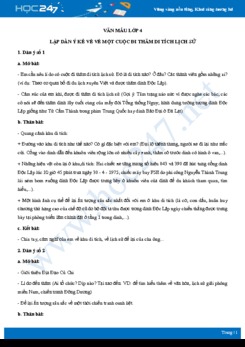 Lập dàn ý kể về cuộc đi thăm di tích lịch sử - Văn mẫu lớp 4