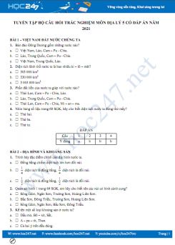 Tuyển tập bộ câu hỏi theo bài học môn Địa lý 5 có đáp án năm 2021