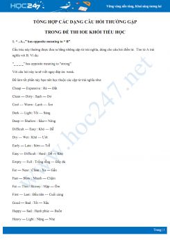 Tổng hợp các dạng câu hỏi thường gặp trong đề thi IOE khối tiểu học