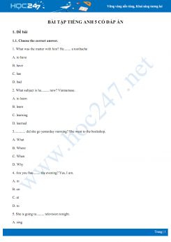 Bài tập ngữ pháp Tiếng Anh 5 có đáp án