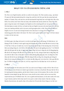 Tổng hợp các đoạn văn miêu tả cô giáo bằng Tiếng Anh