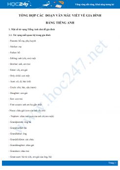 Tổng hợp các đoạn văn mẫu viết về gia đình bằng Tiếng Anh