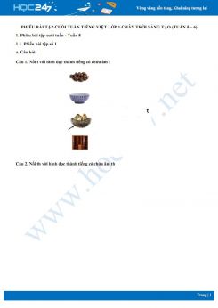 Phiếu bài tập cuối tuần môn Tiếng Việt lớp 1 sách Chân trời sáng tạo - Tuần 5 và tuần 6